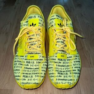 Adidas Kids Yellow Text Pattern Sneakers